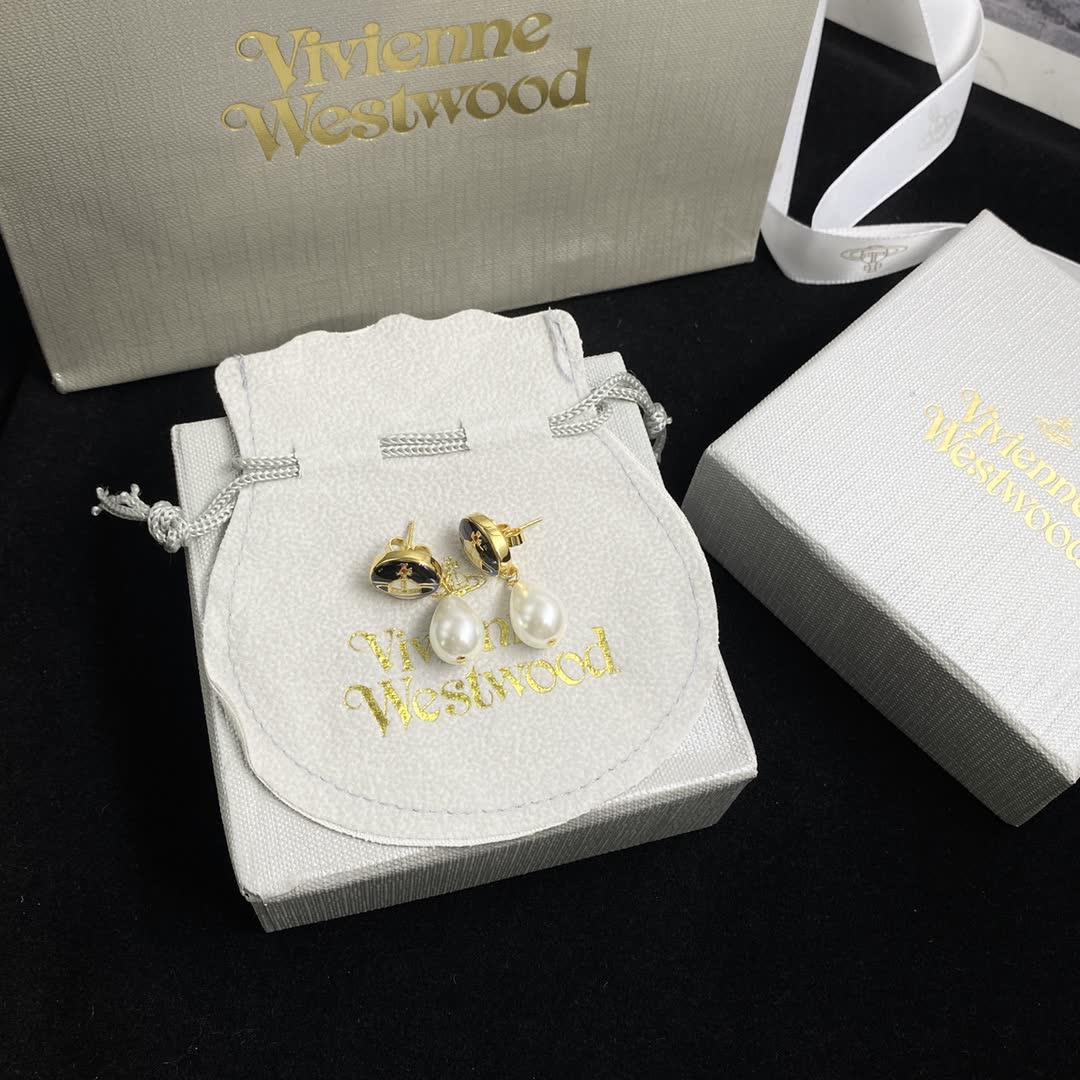 Vivienne Westwood Gold and Pearl Drop Earrings
